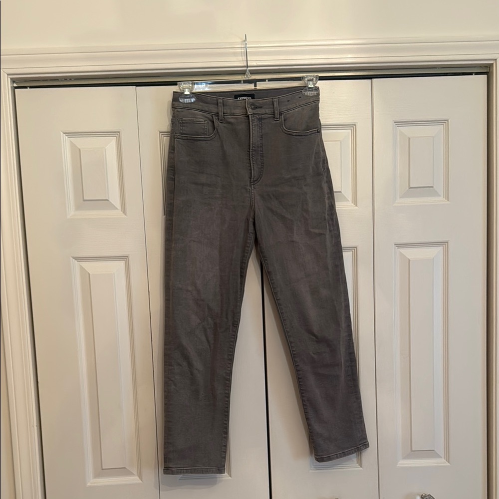 Express Gray Straight-Leg Jeans